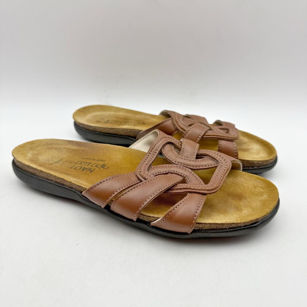 Naot Brown Leather Slide Sandals - Picture 4 of 14